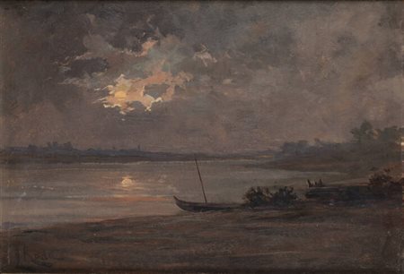 LEONARDO RODA<BR>Racconigi (CN) 1868 - 1933<BR>"Notturno sul fiume"