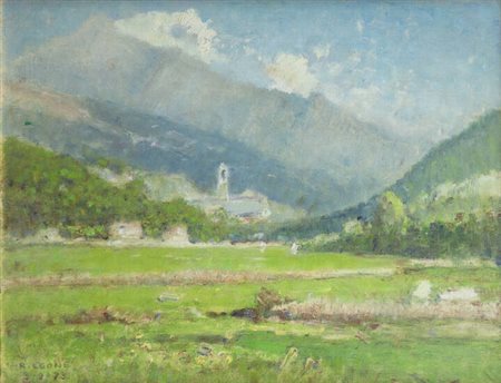 ROBERTO LEONE<BR>Tronzano (VC) 1891-1975 Torino<BR>"Piana di Breno" 9-9-1973