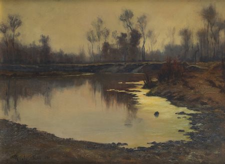 CAMILLO MERLO<BR>Torino 1856 - 1931<BR>"Paesaggio" febbraio 1913