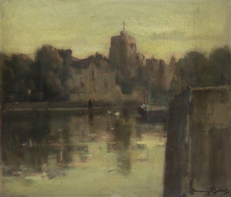 VENANZIO ZOLLA<BR>Colchester (Regno Unito) 1880 - 1961 Torino<BR>"Sul fiume"