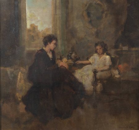 VENANZIO ZOLLA<BR>Colchester (Regno Unito) 1880 - 1961 Torino<BR>"Madre e figlia"