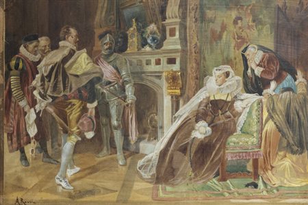 ALBERTO ROSSI<BR>Torino 1858 - 1936<BR>"Scene di corte"