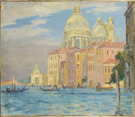 FRANCESCO MENNYEY<BR>Torino 1889 - 1950<BR>"Settembre a Venezia - Punta della dogana"