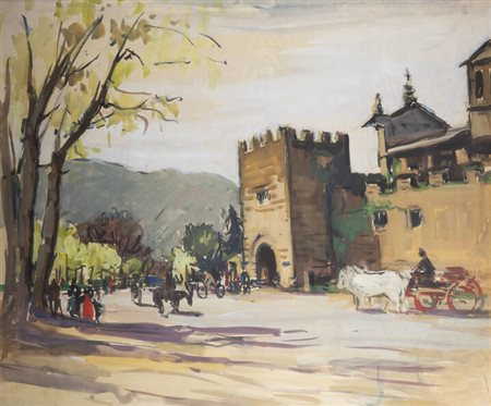 FELICE VELLAN<BR>Torino 1889 - 1976<BR>"Rieti - Porta d'Arce" 25 aprile 1957