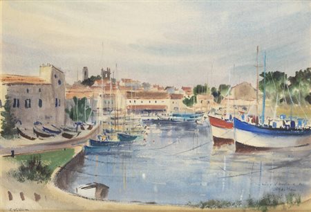 FELICE VELLAN<BR>Torino 1889 - 1976<BR>"Porticciolo"