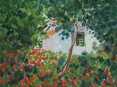 ANTONIO IALENTI<BR>Campobasso 1937 - 2018<BR>"Casetta con fiori"