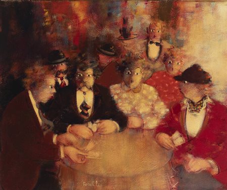 CARLO ROSELLI<BR>Roma 1939<BR>"Partita a carte" 1997