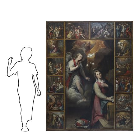 Fabrizio Santafede (Napoli 1555 ca.-1626)  - Annunciazione, contornata dalle scene della Passione di Cristo