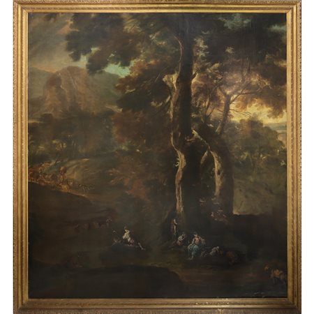 Alessandro Magnasco (Genova 1667-1749)  - Paesaggio con personaggi
