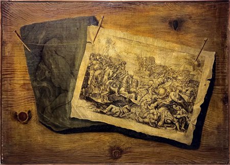 Luigi Desio - Trompe l’oeil raffigurante incisione di Antonio Tempesta, 18° secolo