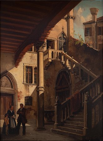 Tranquillo Tagliapietra Attivo a Venezia fra il 1867 e il 1906 Cortile di Palazzo da Mula in Venezia