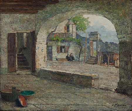 Angelo Pavan Vicenza 1893 - Venezia 1945 Nell'aia