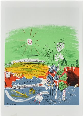 Raoul Dufy ESPOSIZIONE D'ARTE litografia su carta (d'apres), cm 48x33,5;...