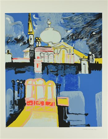 Remo Brindisi VENEZIA, CHIESA DELLA SALUTE serigrafia su carta, cm 70x50; es....