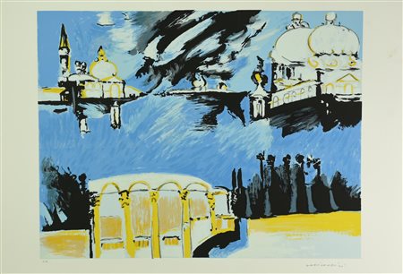 Remo Brindisi VEDUTA VENEZIANA serigrafia su carta, cm 50x70; es. P.A. firma...