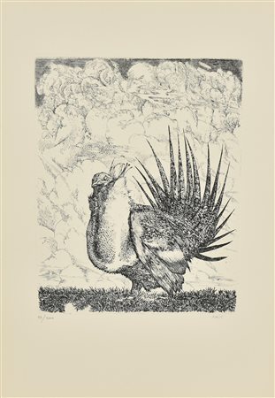 Abacuc VOLATILE incisione su carta, battuta cm 31x24,5, su foglio cm 50x35;...