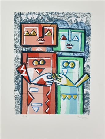 Ibrahim Kodra SENZA TITOLO serigrafia, cm 50x35; es.85/100 firma e tiratura