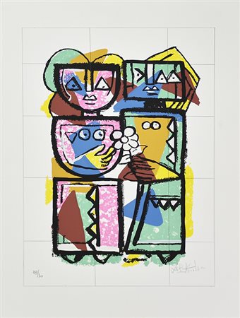 Ibrahim Kodra SENZA TITOLO serigrafia, cm 50x35; es. 39/70 firma e tiratura