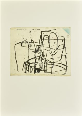 Corneille PICCOLO PERSONAGGIO PENSOSO litografia su carta (d'apres), cm 52x37...