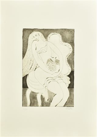 Sebastian LA CHOUETTE incisione su carta, battuta cm 30x20, su foglio cm...