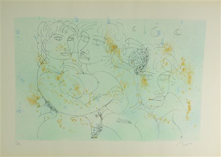 Tono Zancanaro FIGURE litografia su carta, cm 50x70, es. P. di C. firma e...