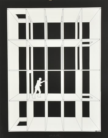 Roberto Vota CASELLARIO N.1 serigrafia su carta, cm 57x44, es. 26/90 firma e...