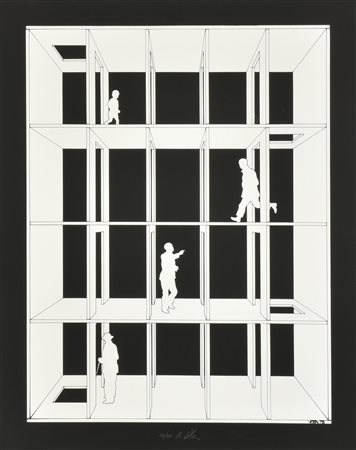 Roberto Vota CASELLARIO N.3 serigrafia su carta, cm 57x44, es. 26/90 firma e...