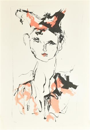 Ernesto Treccani VOLTO DI DONNA serigrafia su carta, cm 70x50; es. 50/75 firma