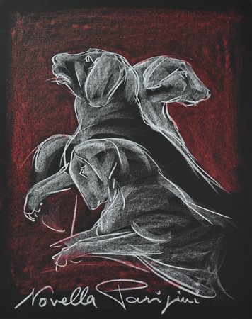Novella Parigini CANI pastello su carta, cm 70x50 firma