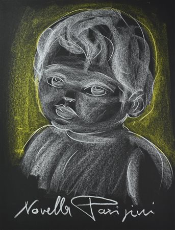 Novella Parigini RITRATTO DI BAMBINO pastello su carta, cm 70x50 firma