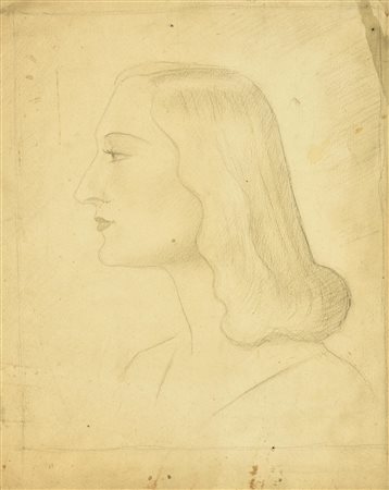 Enrico Allimandi RITRATTO FEMMINILE matita su carta, cm 34x27 L'opera...