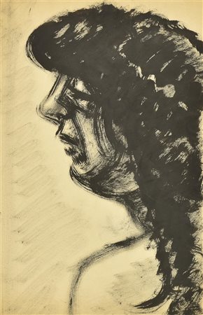 Enrico Allimandi PROFILO DI SATIRO tecnica mista su carta, cm 40x27