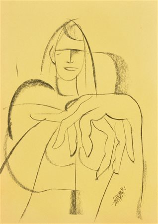 GIANBAR (Gianni Baretta) SI, E' LUI carboncino su carta, cm 45x33 firma sul...