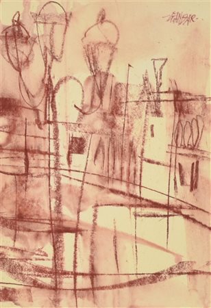 GIANBAR (Gianni Baretta) NOTTURNO A VENEZIA tecnica mista su carta applicata...