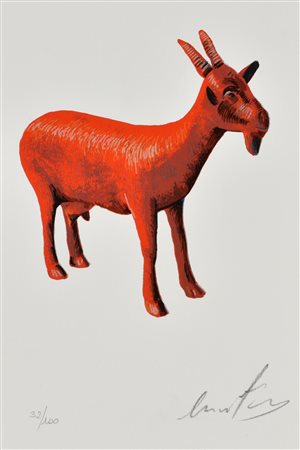 William Sweetlove CLONED RED GOAT serigrafia su cartoncino, cm 25x16,5; es....
