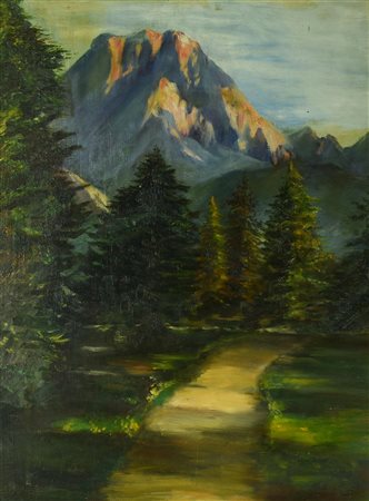 Ignoto VEDUTA olio su tavola, cm 55x40 firma