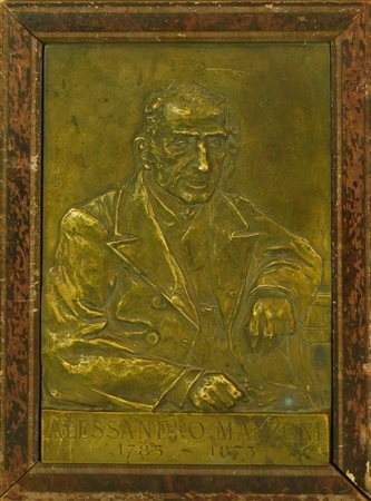 Anonimo ALESSANDRO MANZONI sbalzo in rame, cm 25x17