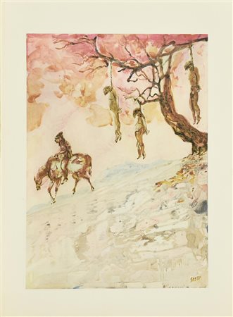 Aligi Sassu L'ESECUZIONE riproduzione fotolitografica, cm 47x32 firma in lastra