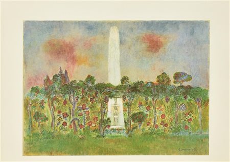 Giovanni Omiccioli GIARDINO riproduzione fotolitografica, cm 32x47 firma in...