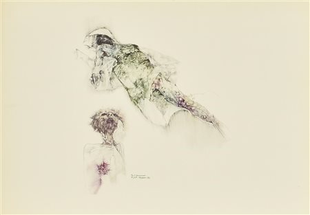 Renzo Vespignani LA PESTE riproduzione fotolitografica, cm 32x47 firma, data...