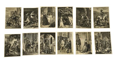 Da Nicola Sanesi LOTTO DI DODICI ILLUSTRAZIONI TIPOGRAFICHE cm 16,5x11