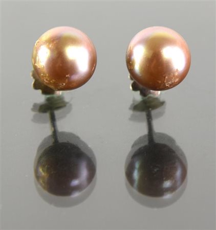 COPPIA DI ORECCHINI CON PERLE ROSATE orecchini a vite con perle imitazione...