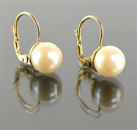 COPPIA DI ORECCHINI A MONACHELLA IN ARGENTO DORATO CON PERLE in argento...