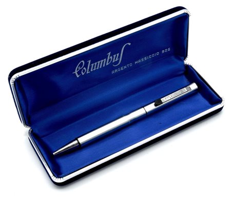 PENNA A SFERA UNIVERSAL in metallo argentato, entro scatola non pertinente...