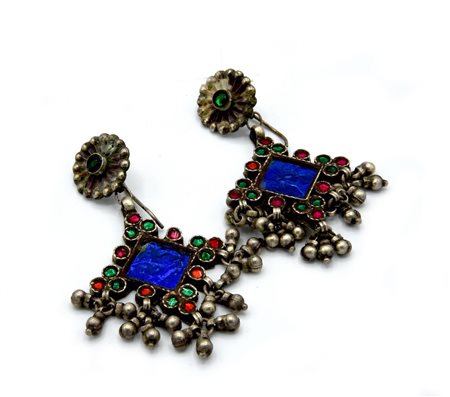 COPPIA PENDENTI IN ARGENTONE E SMALTI lunghezza cm 7