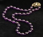 COLLANA IN AMETISTA con chiusura antica, lunghezza cm 70