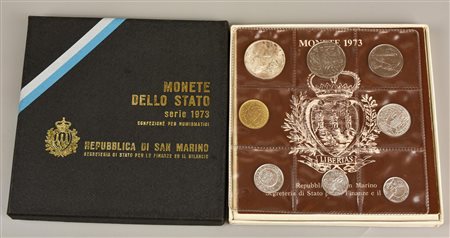LOTTO DI LIRE SAN MARINO composto da 8 monete, anno di conio 1973 completo di...