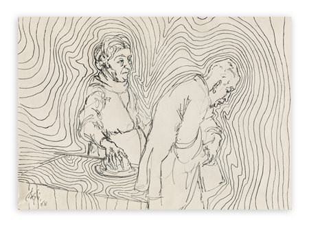 CORRADO CAGLI (1910-1976) - Interno con figure, 1968