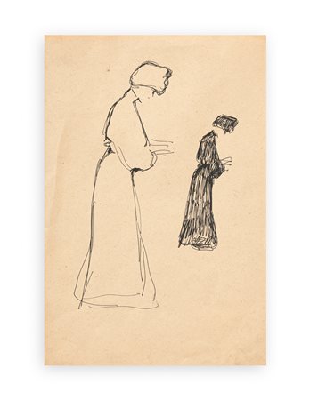 LUIGI BONAZZA (1877-1965) - Due figure femminili in lettura, ca. 1904/05