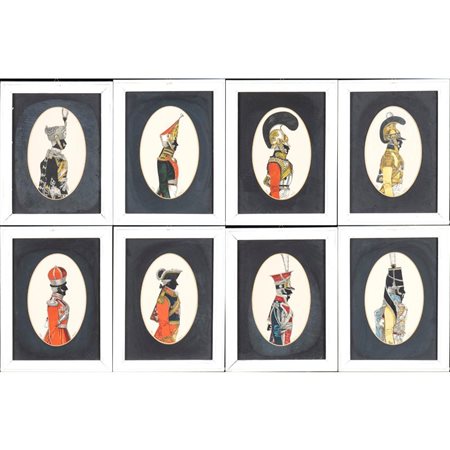  
John Mollo. Lotto di otto silhouettes. Mollo's Military Profiles or, regimental 
 